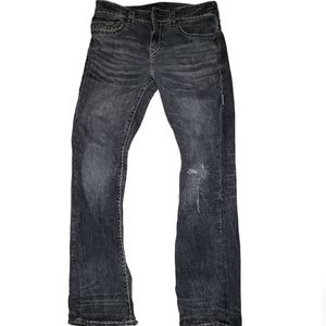GREY TRUE RELIGION JEANS BIG STITCH
